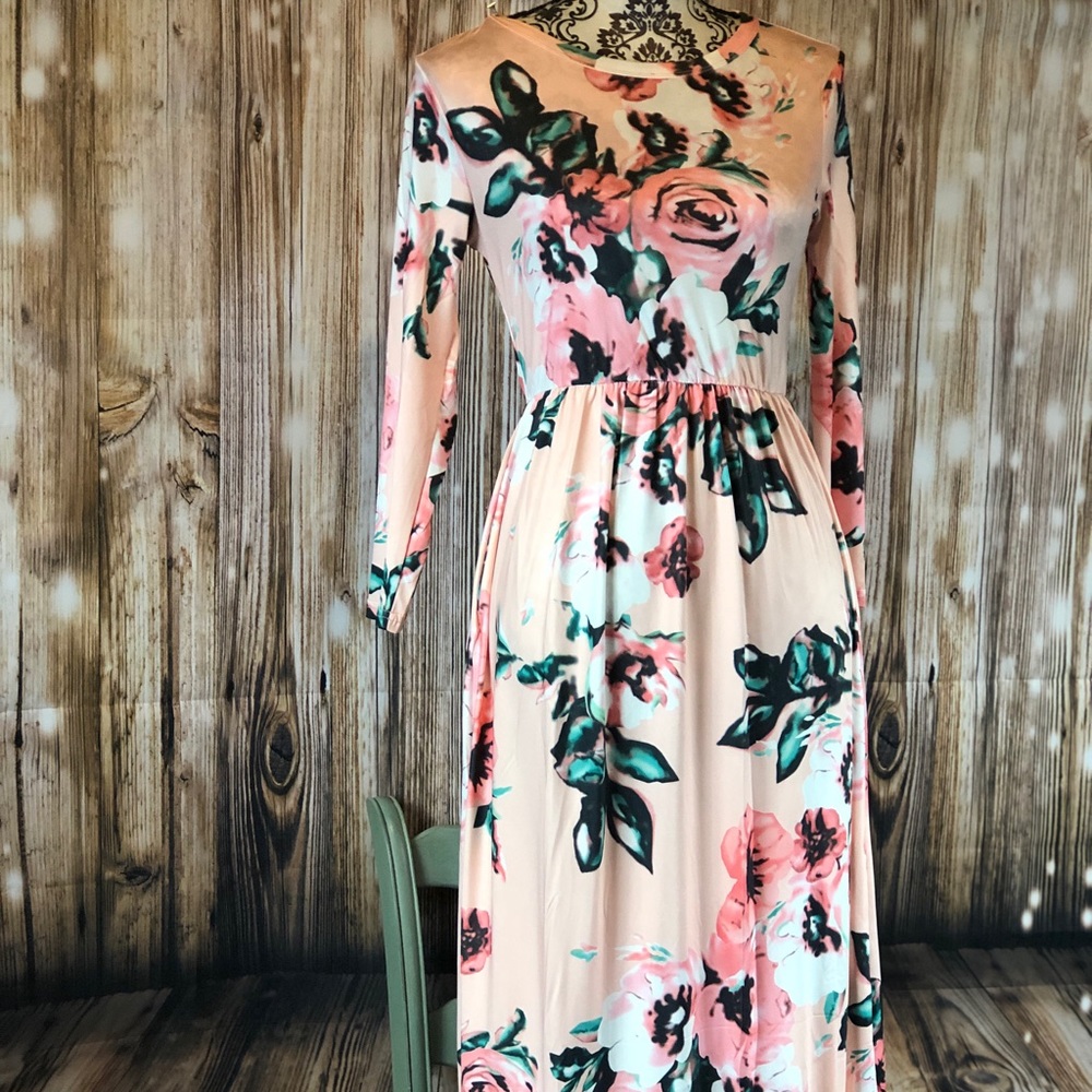 Floral Printed Pink Maxi Dress various sizes! - Picture 2 of 8